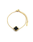 Armbandje enkel zwarte klaver goud-LAcollections