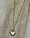Ketting-zwart/wit-hartje-goud-lacollections