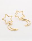 Star moon oorbellen goud