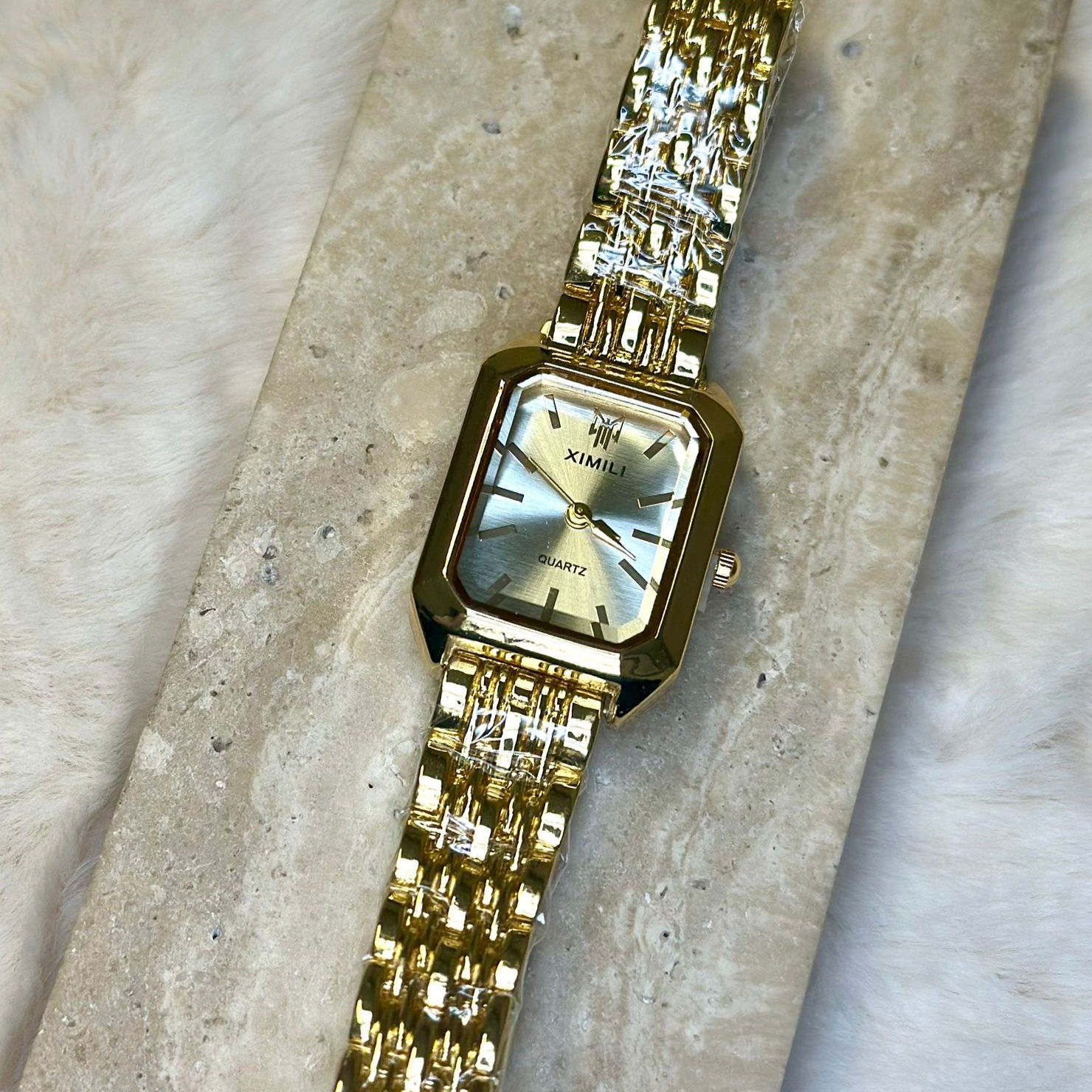 Gouden Horloge Heren Rechthoekige Horloges Shop Vierkant Horloge