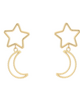 Star moon oorbellen goud