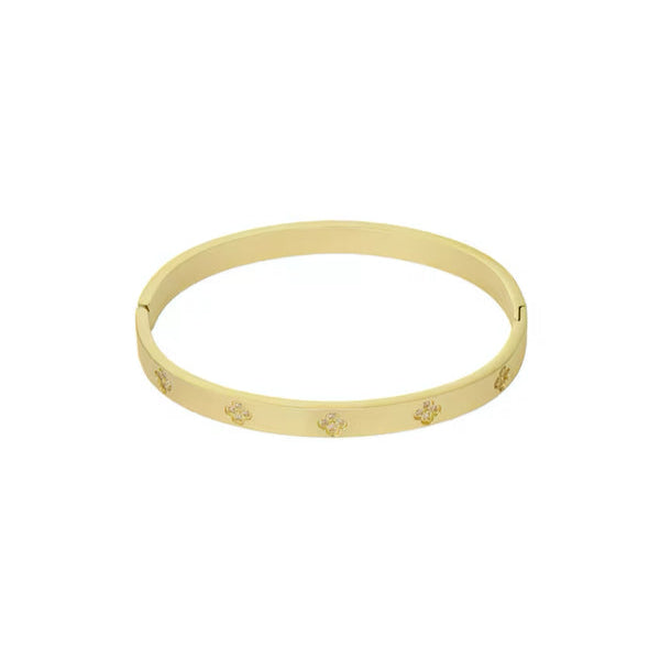 Bangle klavers en diamantjes goud-LAcollections