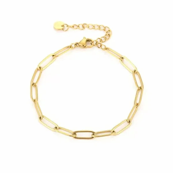 Basic paperclip armband goud-LAcollections