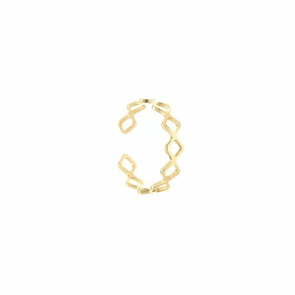 Basic ring met vierkantjes goud-LAcollections