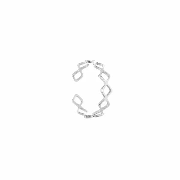 Basic ring met vierkantjes zilver-LAcollections