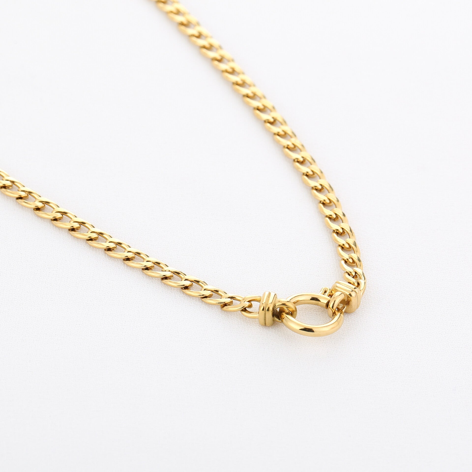 Basic schakelketting met grote sluiting goud closup-LAcollections