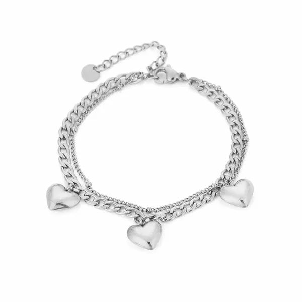 Bedelarmband met hartjes zilver-LAcollections