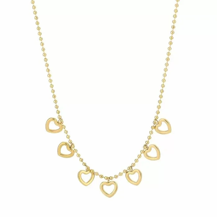 Bedelketting met open hartjes goud-LAcollections