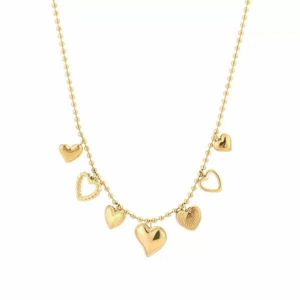Candy ketting met verschillende hartjes goud-LAcollections