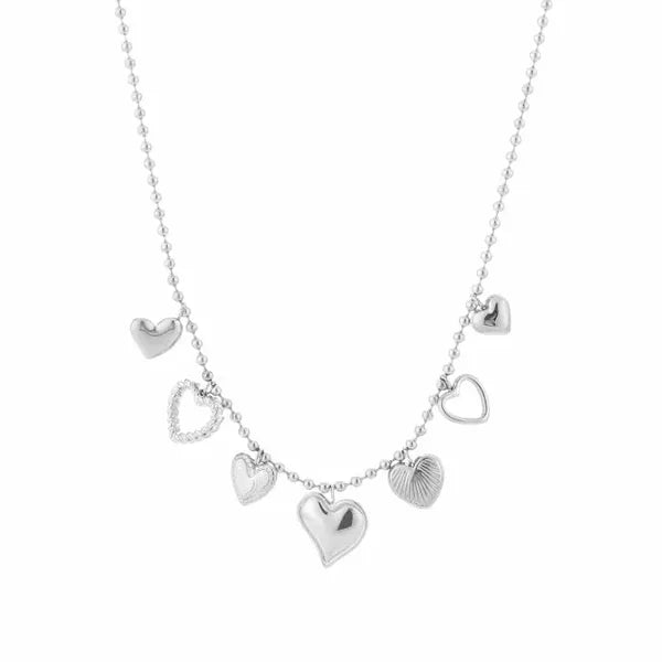 Candy ketting met verschillende hartjes zilver-LAcollections