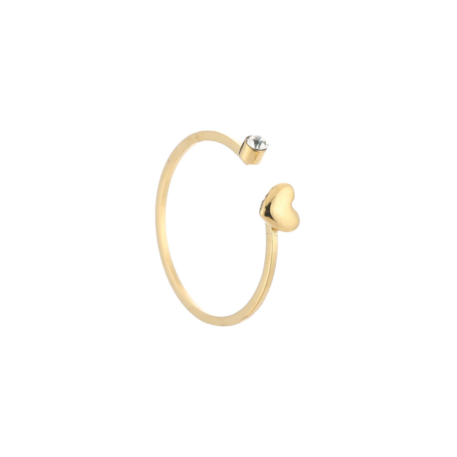 Diamantje en hartje ring goud-LAcollections