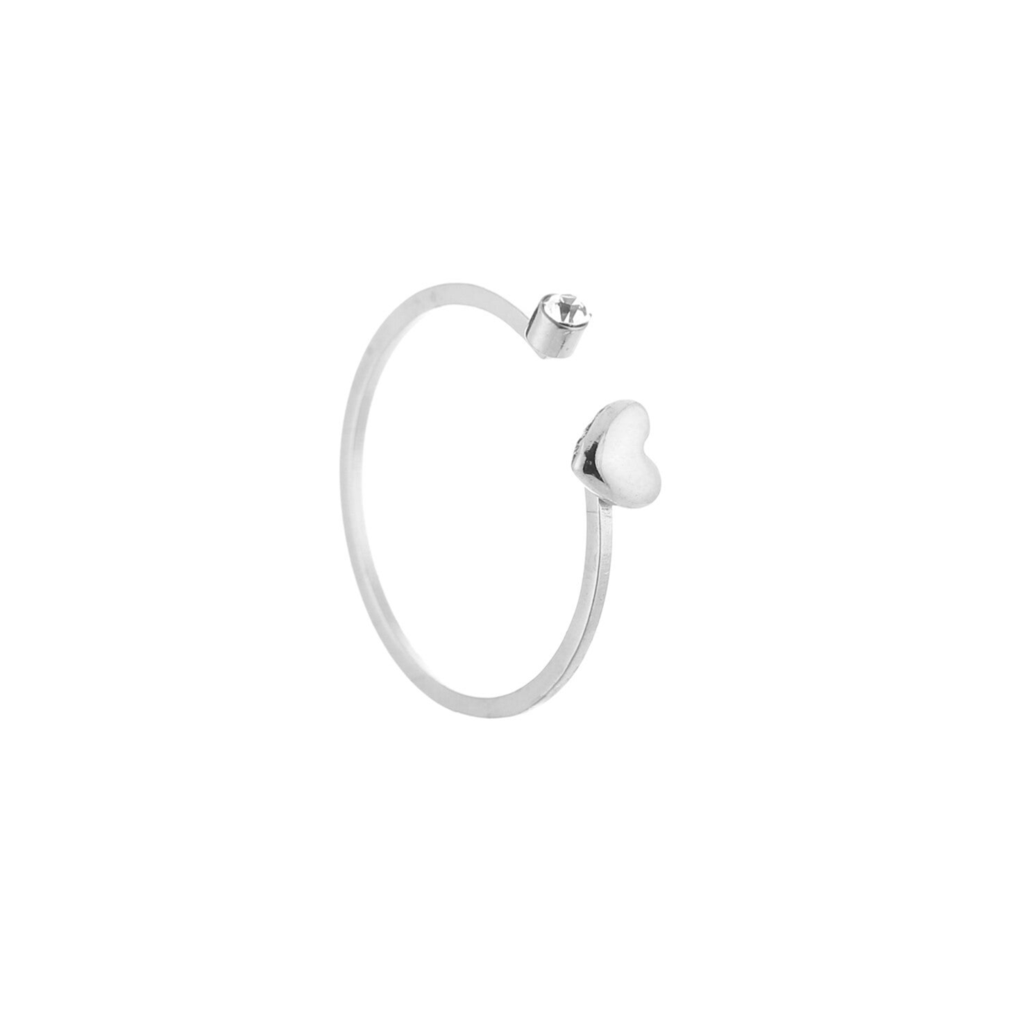 Diamantje en hartje ring zilver-LAcollections