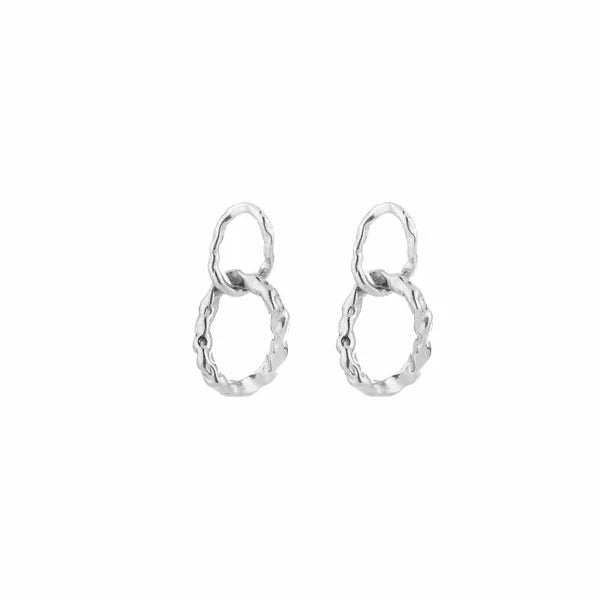 Dubbel schakel oorbellen zilver-LAcollections