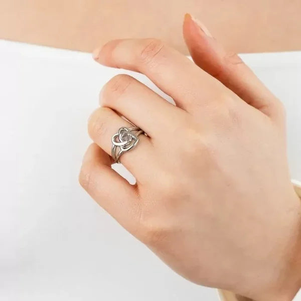 Dubbele hartjes ring zilver om vinger-LAcollections