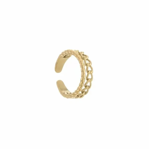 Dubbele ring met schakelpatroon en gedraaid goud-LAcollections