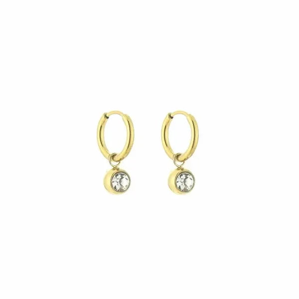 Fijne oorbellen met strass steentje goud-LAcollections