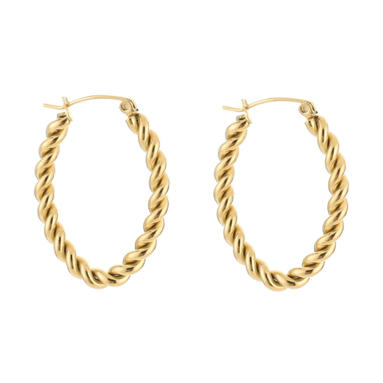 Gedraaide ovale oorbellen goud-LAcollections