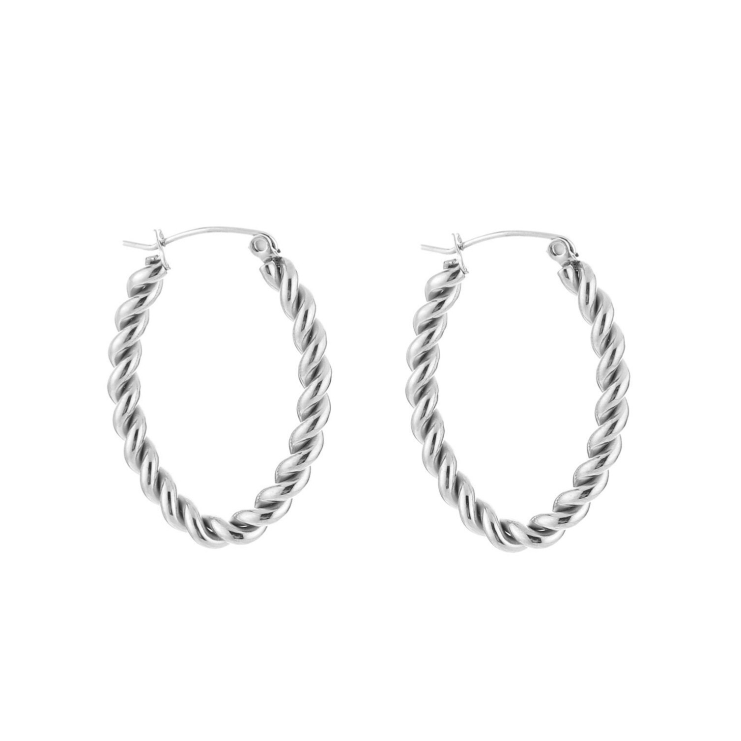 Gedraaide ovale oorbellen zilver-LAcollections
