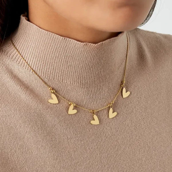 Heart to heart ketting goud op model-LAcollections