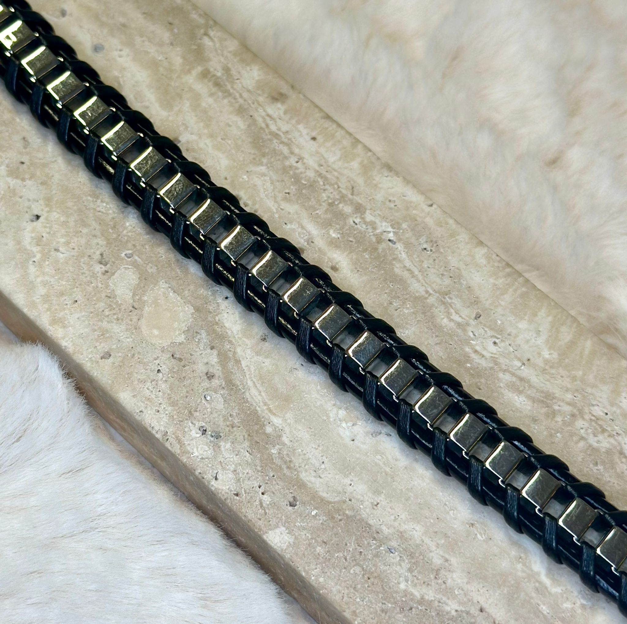 Heren-armband-schakel-zilver-zwart-lacollections
