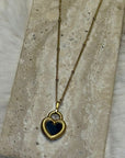 Ketting-zwartwit-hartje-goud-lacollections