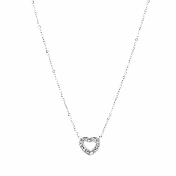 Ketting hart strass zilver-LAcollections