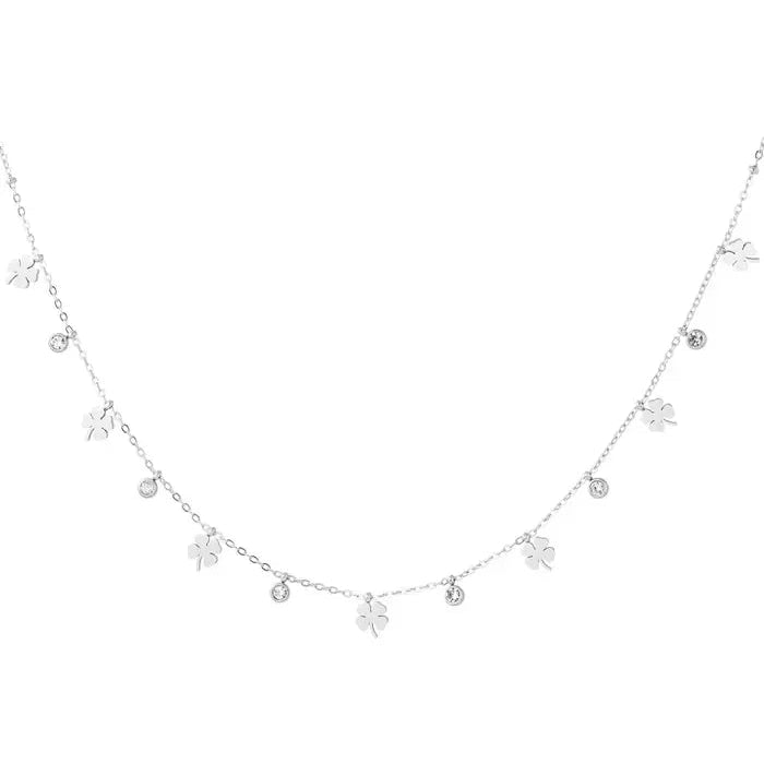 Ketting met klaver en diamantjes zilver-LAcollections