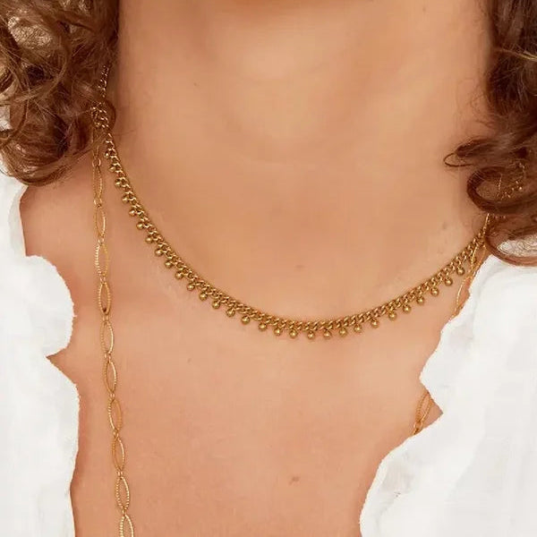 Ketting stippen goud op model-LAcollections
