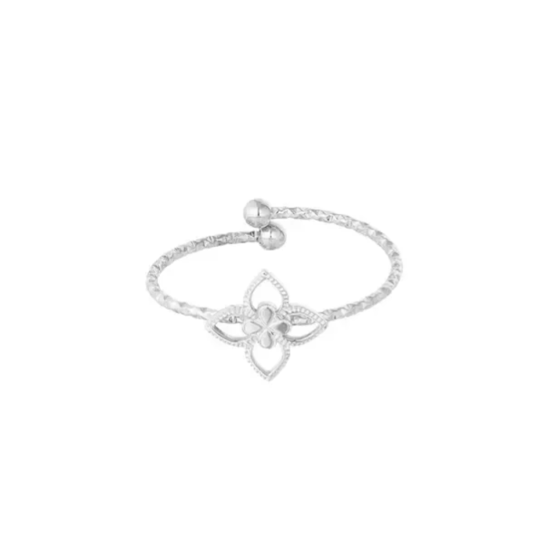 Klassieke bloemenring met structuur zilver-LAcollections