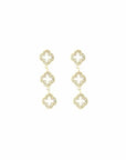 Klaver oorbellen met strass goud-LAcollections