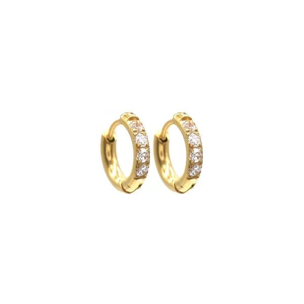 Kleine diamant ringetjes oorbellen goud-LAcollections
