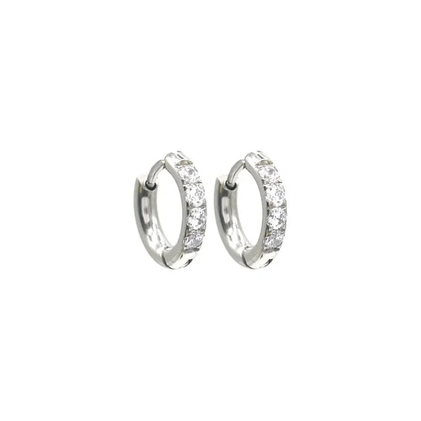 Kleine diamant ringetjes oorbellen zilver-LAcollections
