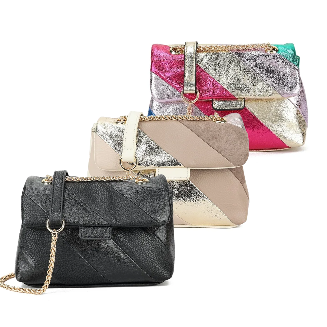 Kunstlederen Rainbow Bag zwart beige en rainbow-LAcollections