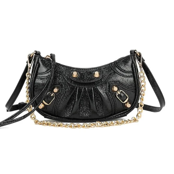 Kunstlederen tas metallic zwart-LAcollections