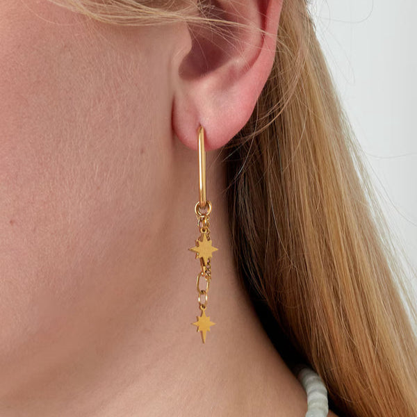 Oorbellen Sterrenhemel Goud op model-LAcollections