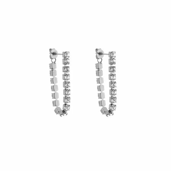Oorbellen ketting strass zilver-LAcollections