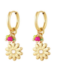 Oorbellen kralen met bloem goud-LAcollections