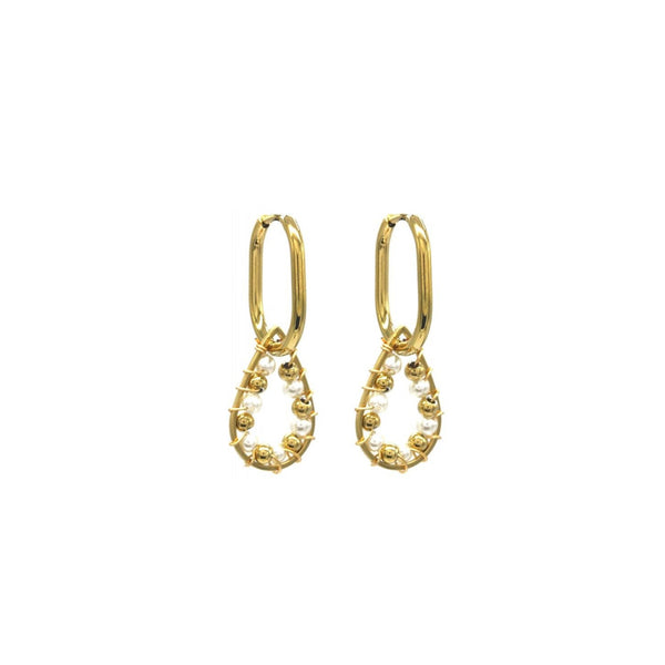 Oorbellen kralen wit goud-LAcollections