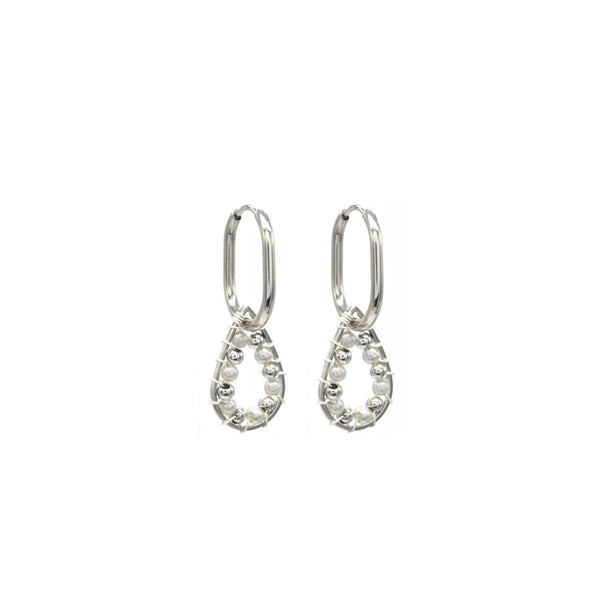 Oorbellen kralen wit zilver-LAcollections