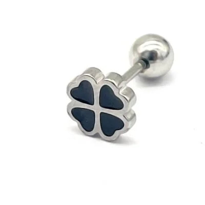 Oorpiercing klaver zilver-LAcollections