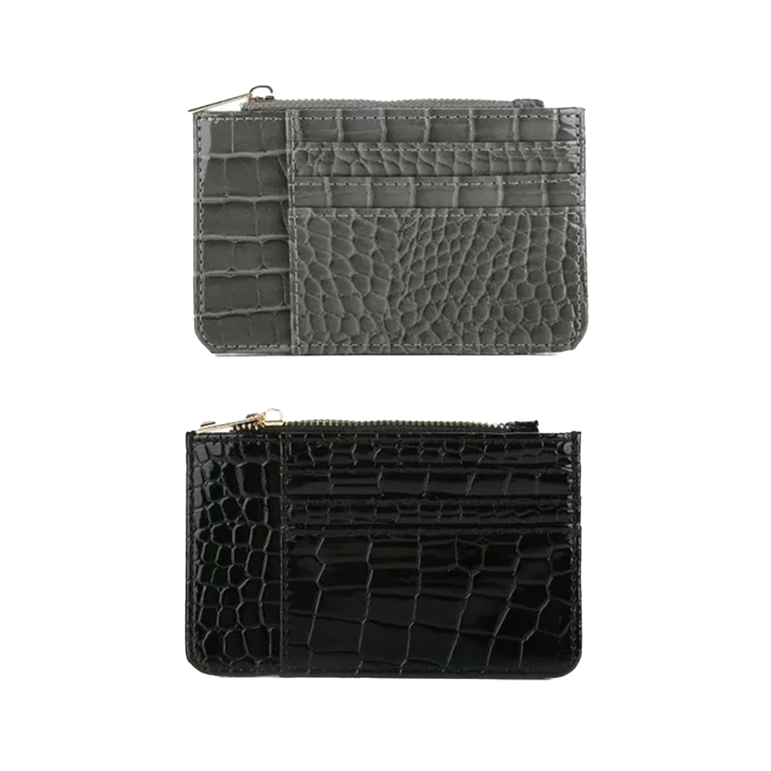 Pasjeshouder croco grijs en zwart-LAcollections