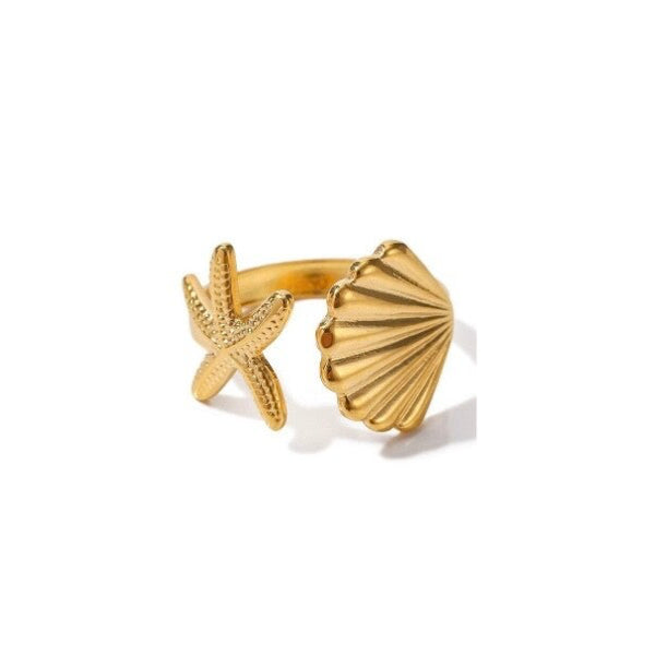 Ring grote schelp goud-LAcollections