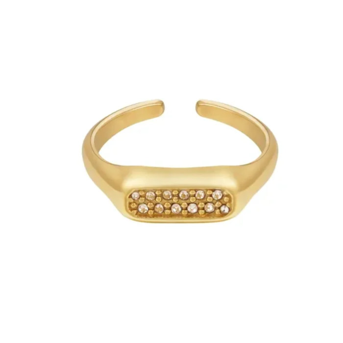Ring langwerpig met stenen goud-LAcollections