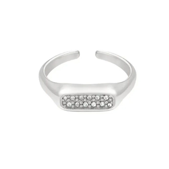 Ring langwerpig met stenen zilver-LAcollections