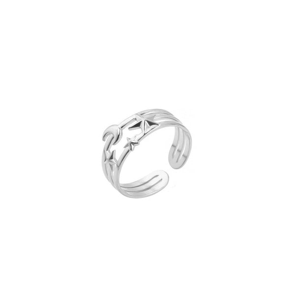 Ring maan en sterretjes zilver-LAcollections