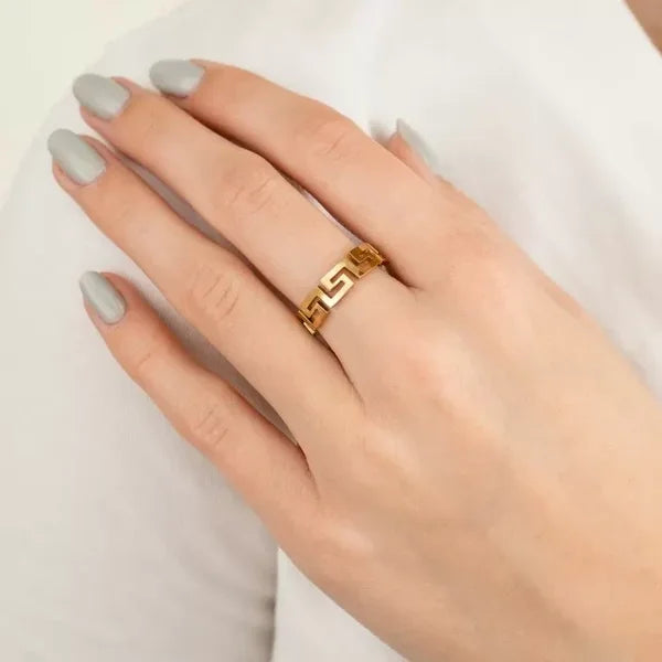 Ring met patroon goud om vinger-LAcollections