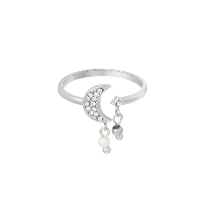Ring uitgesneden met maan zilver-LAcollections