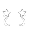 Star moon oorbellen zilver