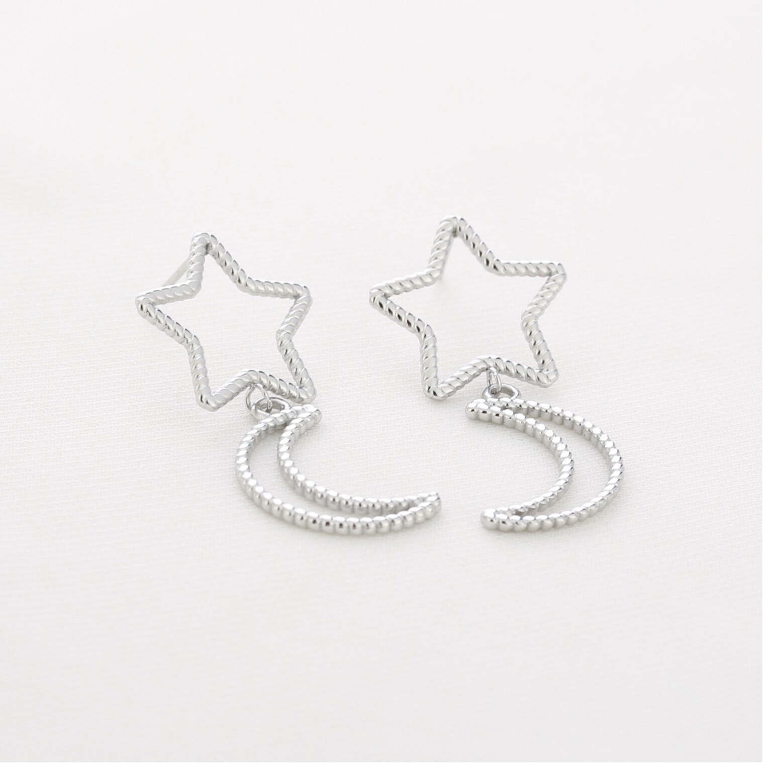 star moon oorbellen zilver
