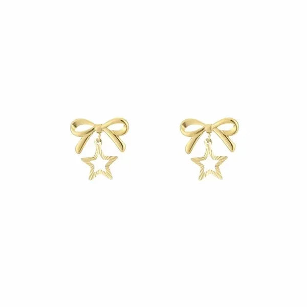 Strikje oorbellen goud-LAcollections